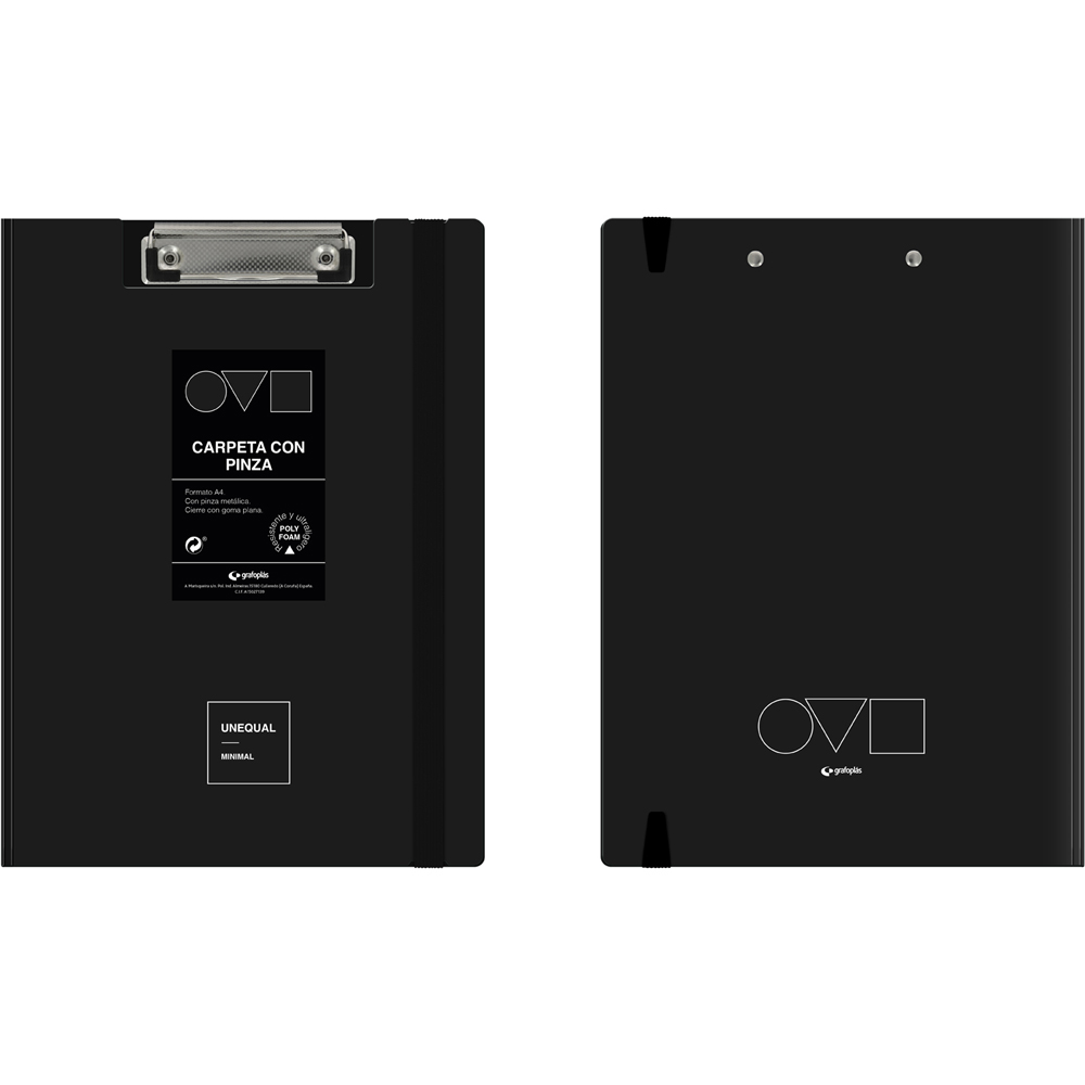 CARP A4 C/PINZA SUP UNEQ MINIMAL NEGRO