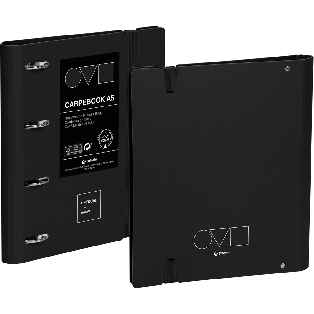 CARPEBOOK 4O25 A5 UNEQ MINIMAL NEGRO