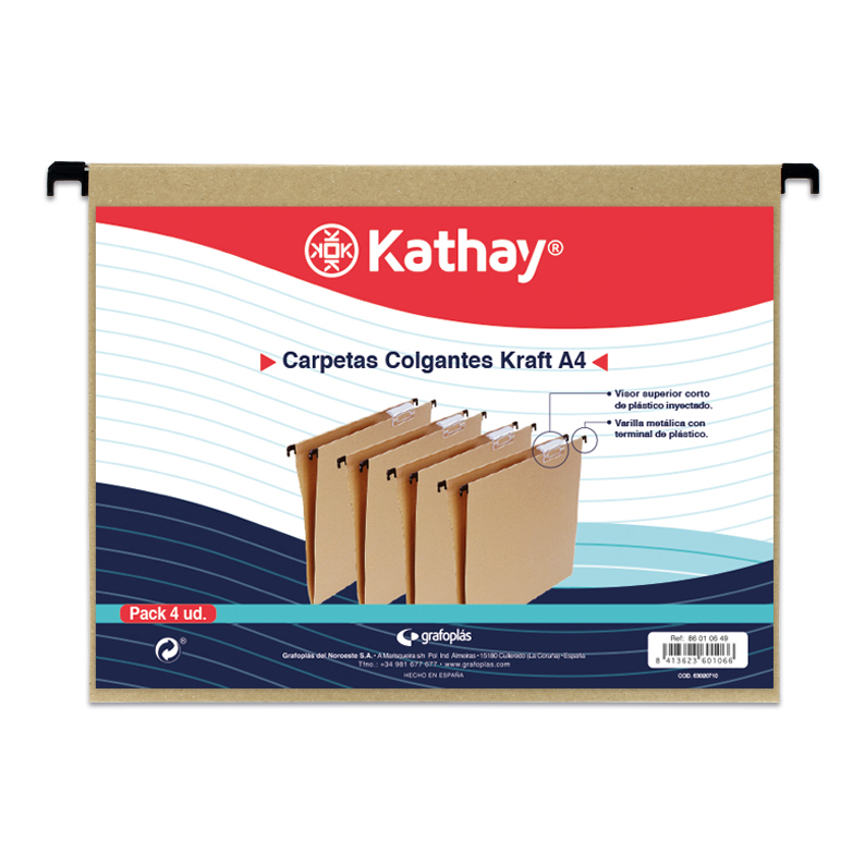 PACK 4 CARP.COLG.KRAFT A4 VIS.RIG.KATHAY