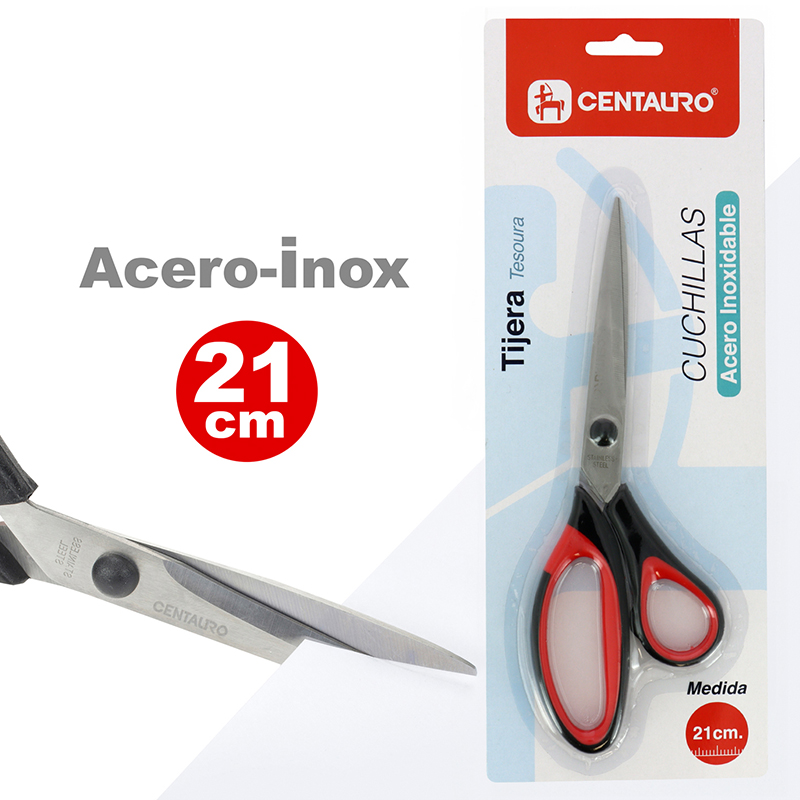 BLISTER 1 TRESOURA OFI.21CM MANGO PRETO+RJ CEN