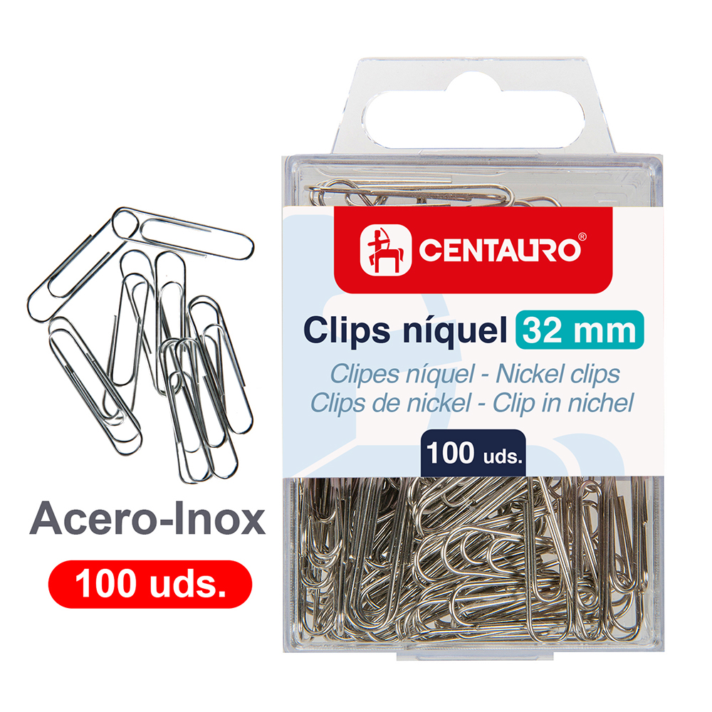 CAJA 100 CLIPS NIQUEL 32MM CENTAURO