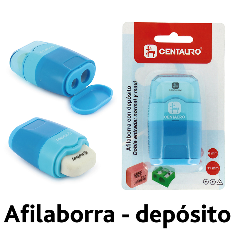 BLISTER APARA-LÁPIS C/ BORRACHA E DEPOSITO AZUL CENTAU