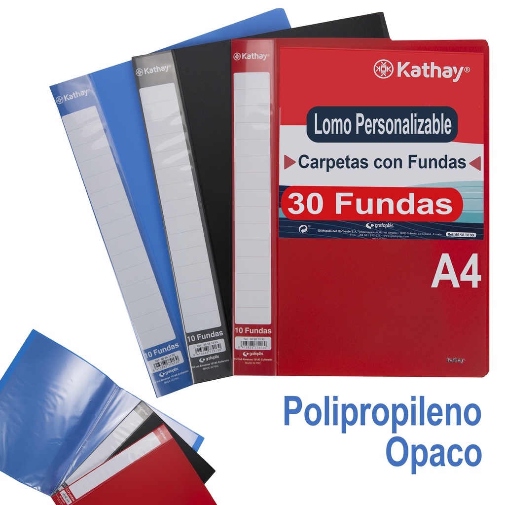 CARPETA 30 FUNDAS A4 LOMO PERSONALIZABLE