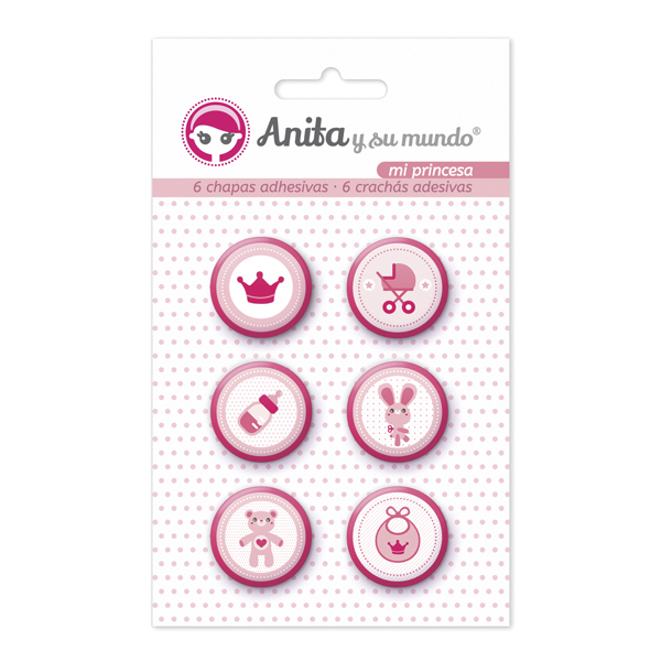 PACK6 CHAPAS ADHES. MI PRINCESA 25MM