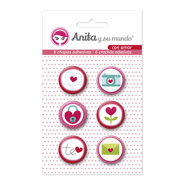 PACK6 CHAPAS ADHES. CON AMOR 25MM