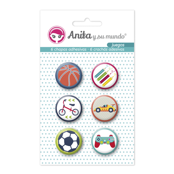 PACK6 CHAPAS ADHES. JUEGOS 25MM