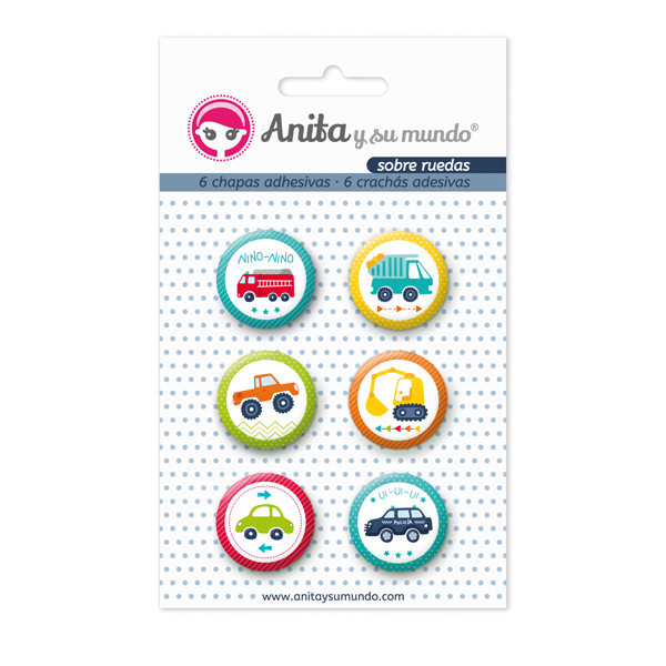 PACK6 CHAPAS ADHES. SOBRE RUEDAS 25MM