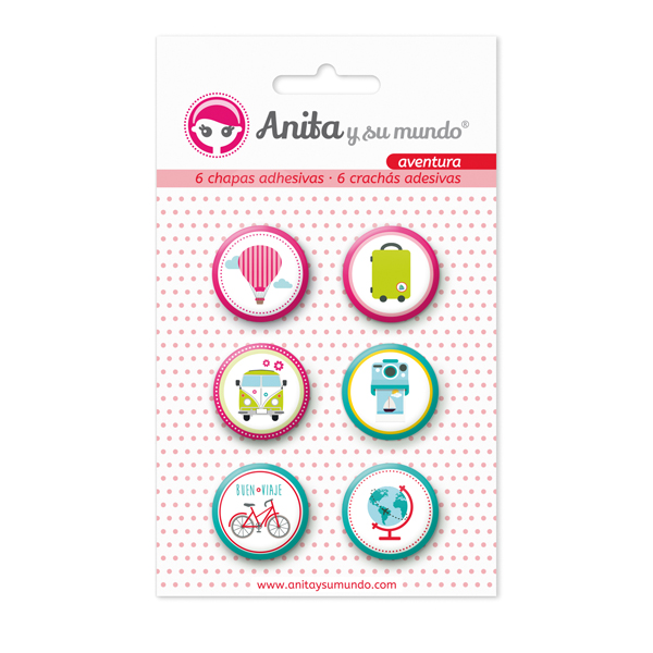 PACK6 CHAPAS ADHES. AVENTURA 25MM