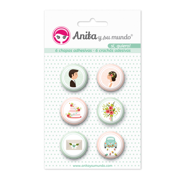 PACK6 CHAPAS ADHES. SI QUIERO! 25MM