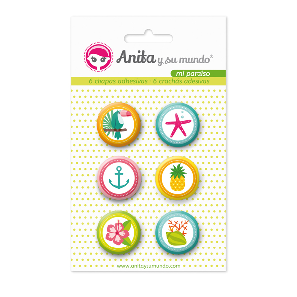 PACK6 CHAPAS ADHES. MI PARAISO 25MM