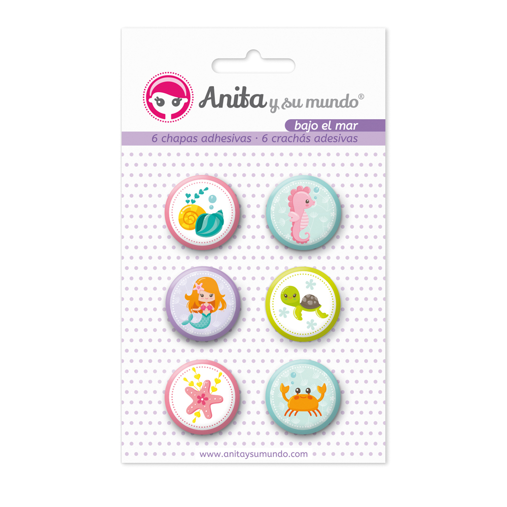 PACK6 CHAPAS ADHES. BAJO EL MAR