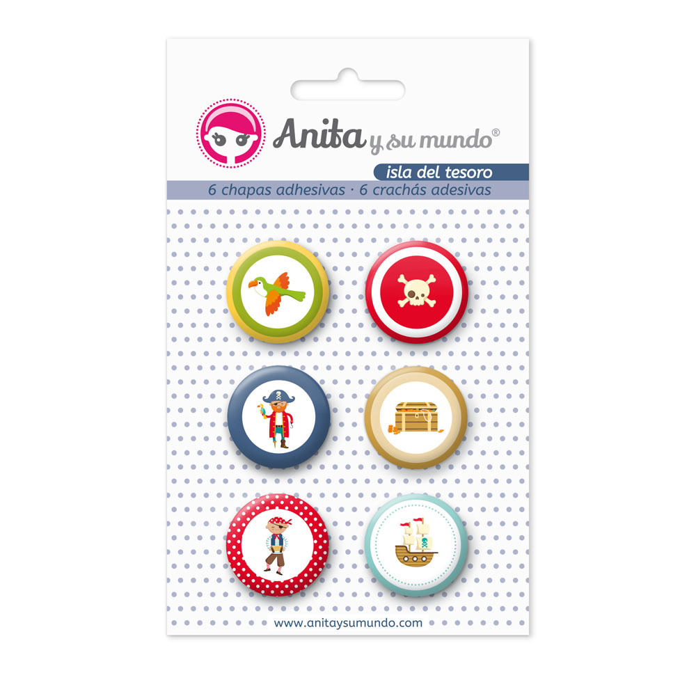 PACK6 CHAPAS ADHES. ISLA DEL TESORO