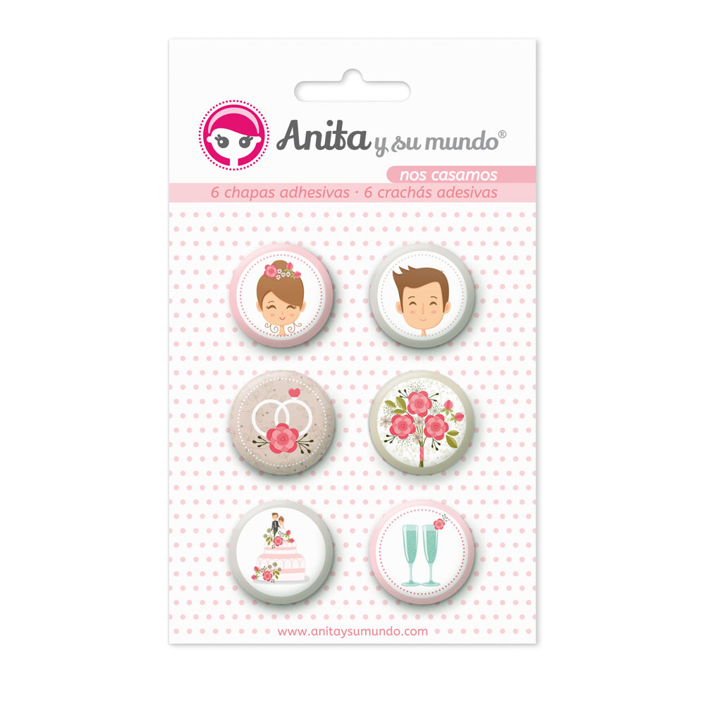 PACK6 CHAPAS ADHES. NOS CASAMOS 19