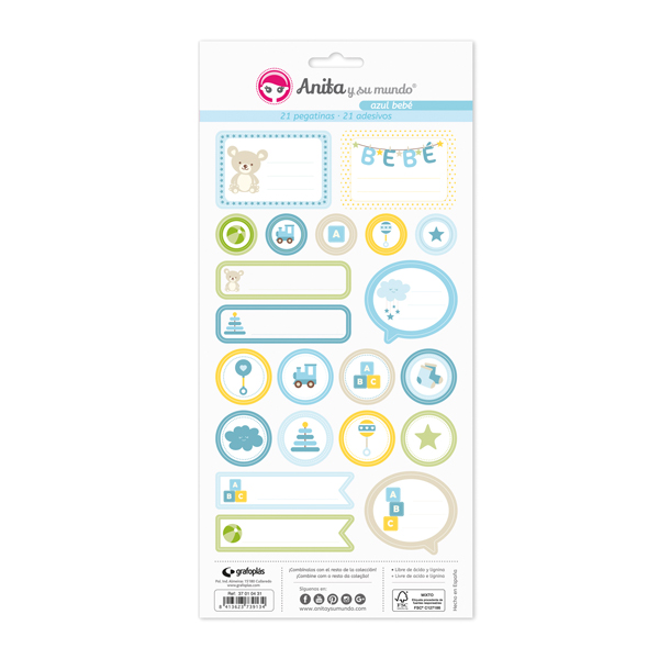 PACK 5 LAMINAS PEGAT.COLECCION AZUL BEBE