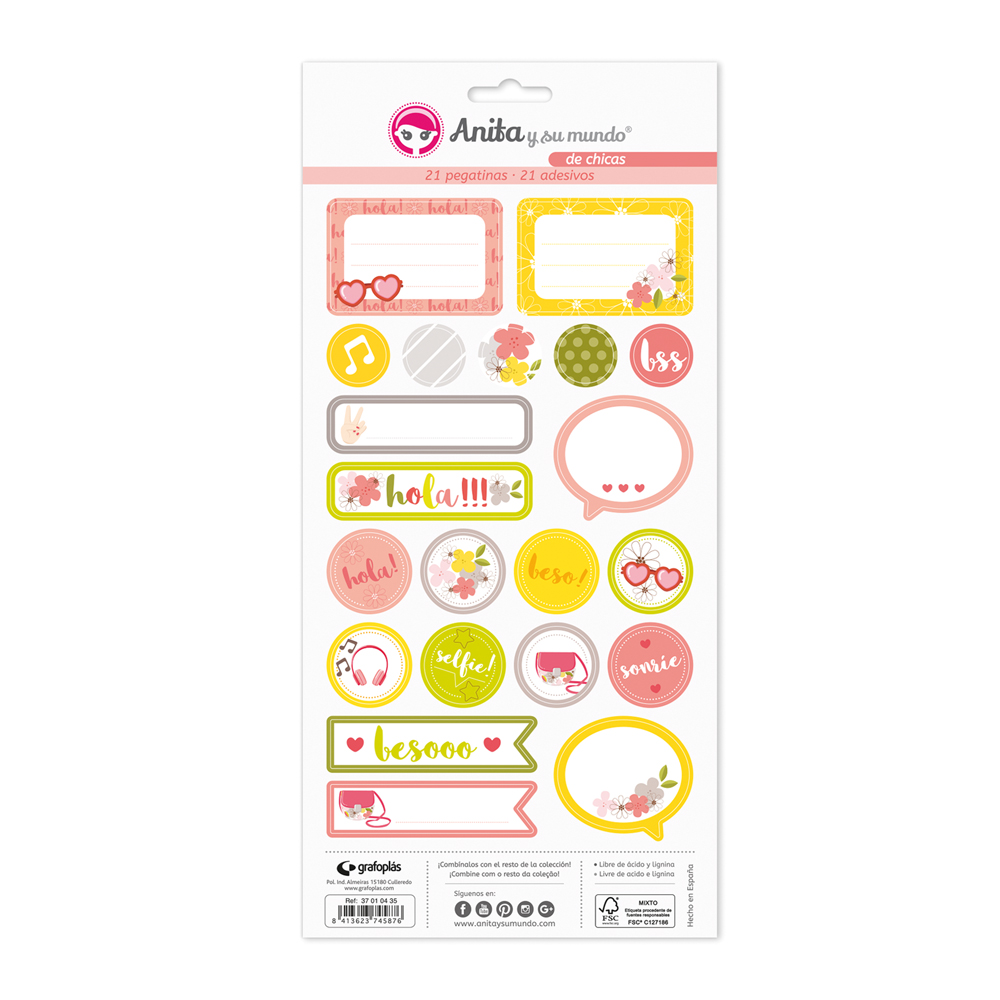 PACK5 LAMINAS PEGATINAS DE CHICAS
