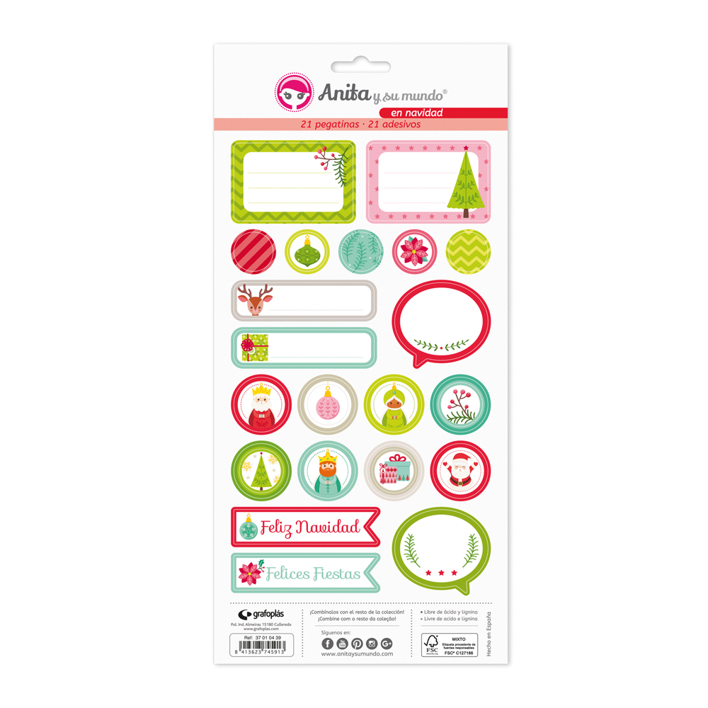 PACK5 LAMINAS PEGATINAS EN NAVIDAD