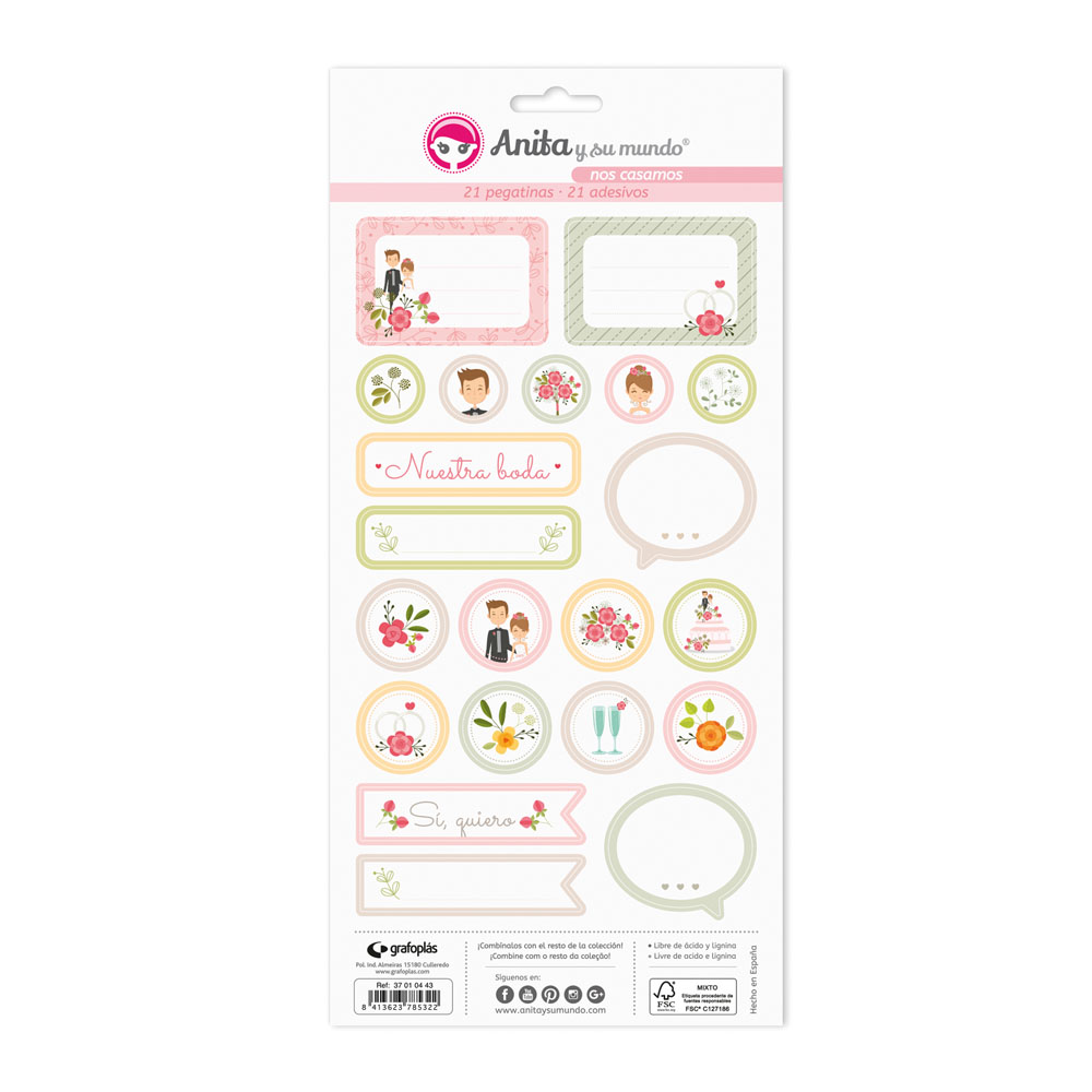 PACK5 LAMINAS PEGATINAS NOS CASAMOS 19