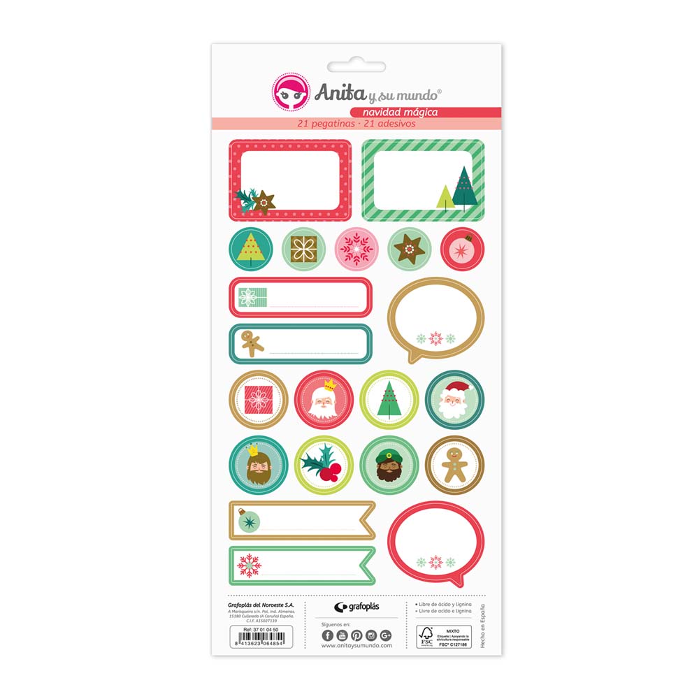 PACK5 LAMINAS PEGATINAS NAVIDAD MAGICA