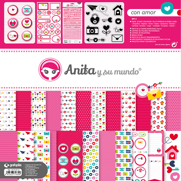 KIT SCRAP2 COLECCION CON AMOR C/MALETIN