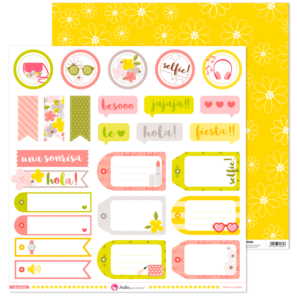 PACK5 PAPEL SCRAP ETIQUETAS DE CHICAS