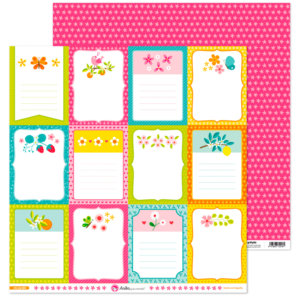 PACK5 PAPEL SCRAP TARJETAS MI JARDIN