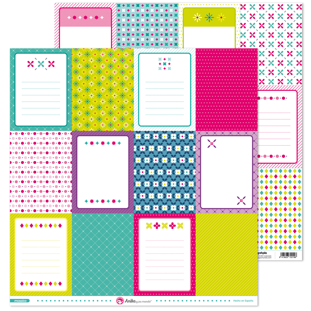 PACK5 PAPEL SCRAP TARJETAS MOSAICO
