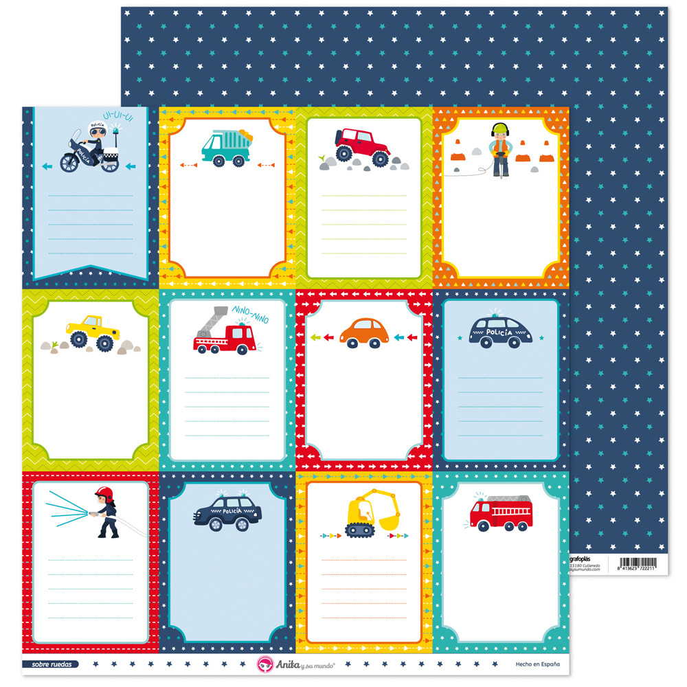 PACK5 PAPEL SCRAP TARJETAS S/RUEDAS