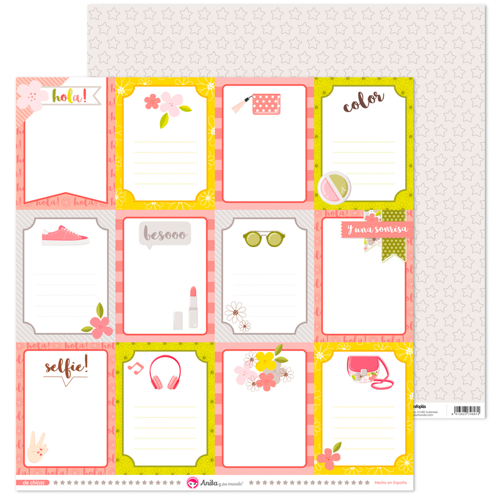PACK5 PAPEL SCRAP TARJETAS DE CHICAS