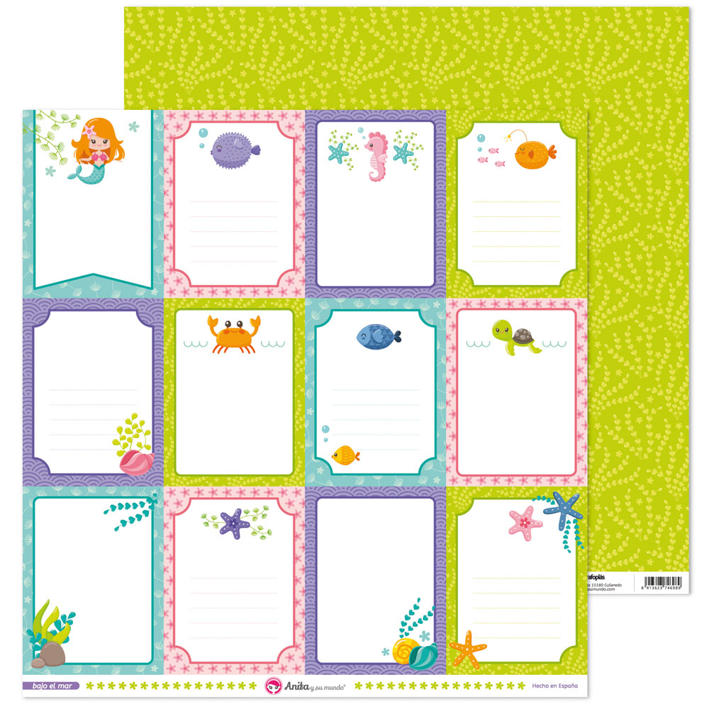 PACK5 PAPEL SCRAP TARJETAS BAJO EL MAR