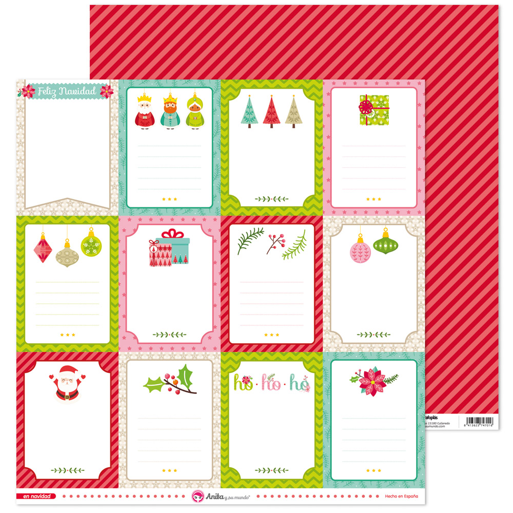 PACK5 PAPEL SCRAP TARJETAS EN NAVIDAD