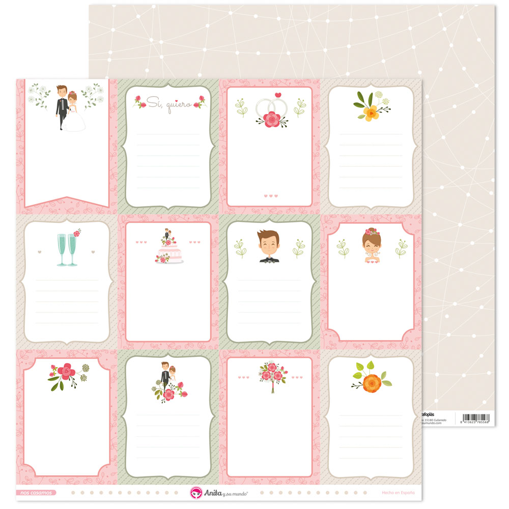 PACK5 PAPEL SCRAP TARJETAS NOS CASAMOS