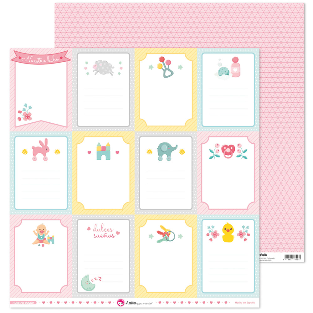 PACK5 PAPEL SCRAP TARJETAS NUESTRA PEQUE