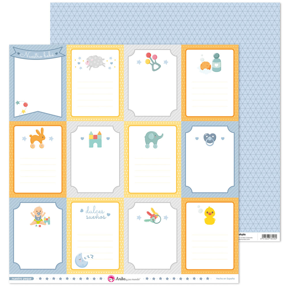 PACK5 PAPEL SCRAP TARJETAS NUESTRO PEQUE