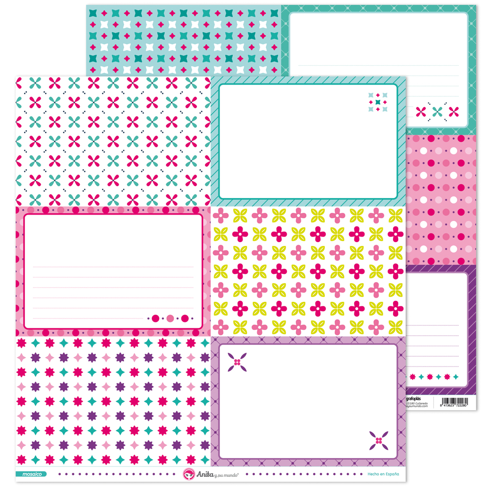 PACK5 PAPEL TARJETAS GRANDES MOSAICO