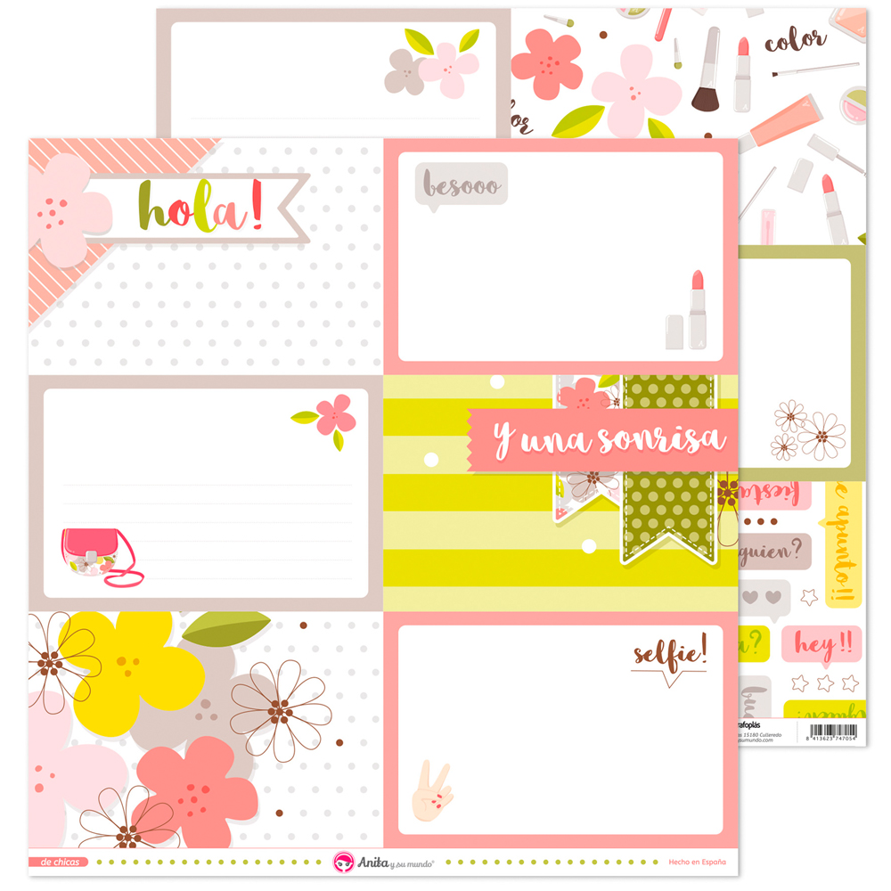 PACK5 PAPEL TARJETAS GRANDES DE CHICAS