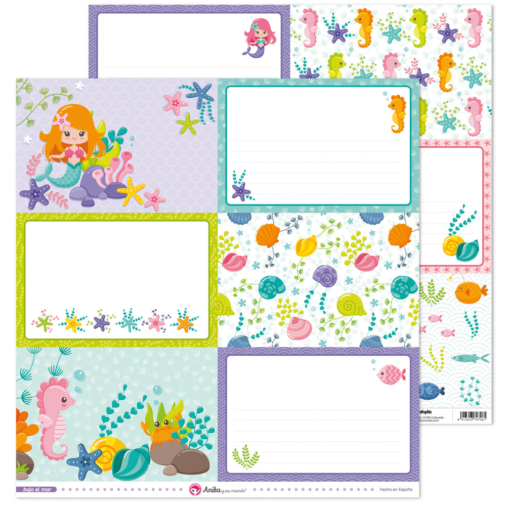 PACK5 PAPEL TARJETAS GRANDES BAJO EL MAR