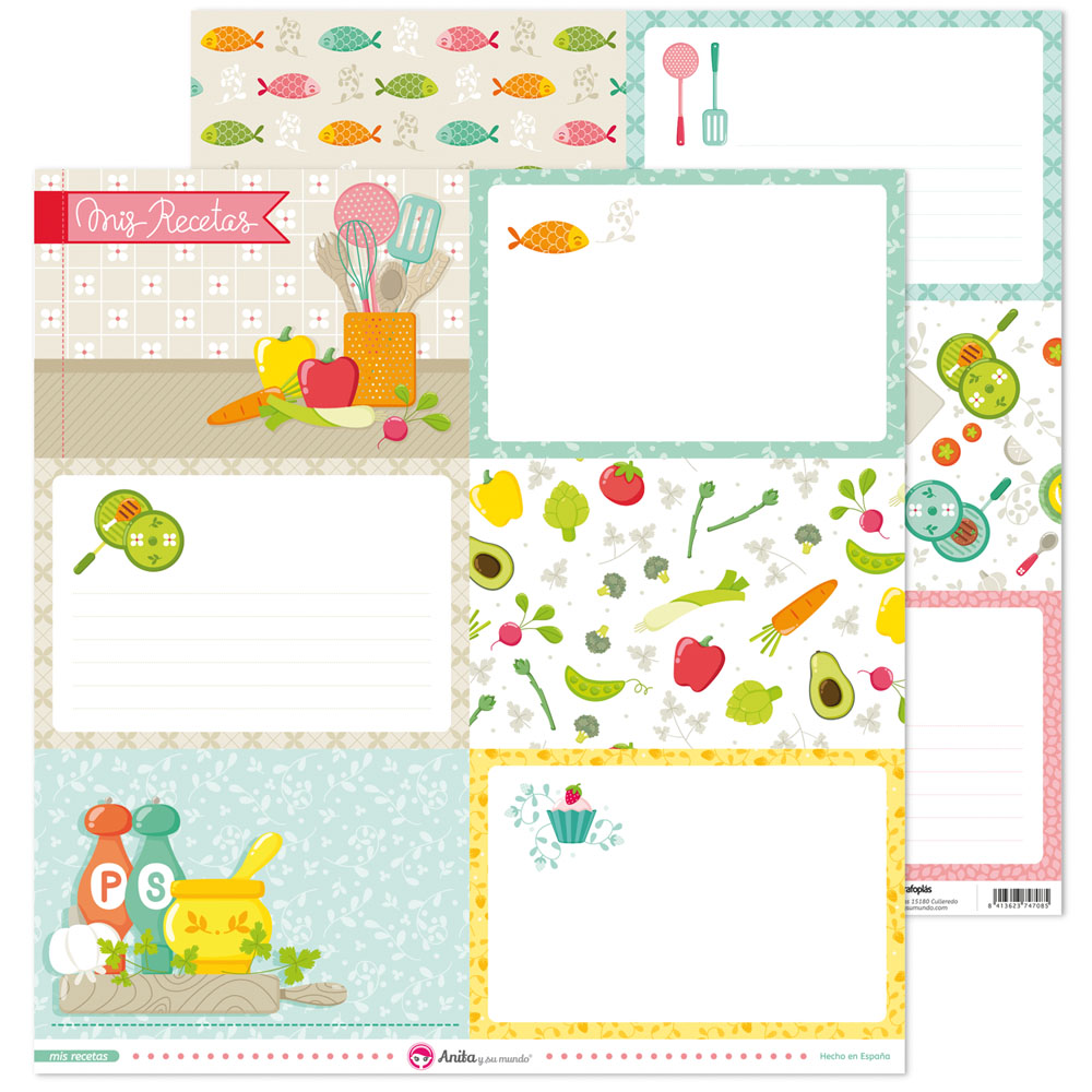 PACK5 PAPEL TARJETAS GRANDES MIS RECETAS