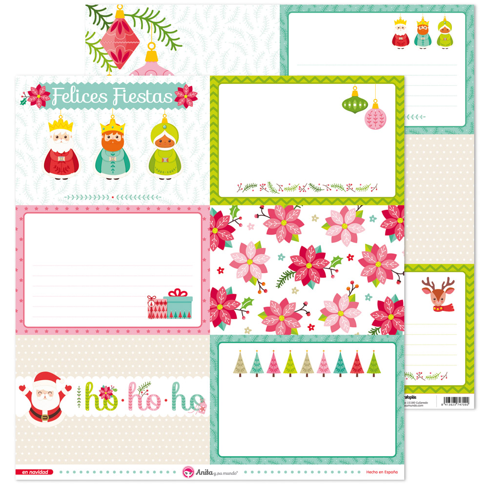 PACK5 PAPEL TARJETAS GRANDES EN NAVIDAD