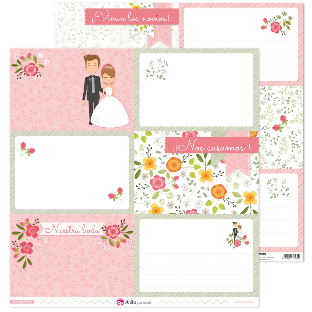 PACK5 PAPEL TARJETAS GRANDES NOS CASAMOS