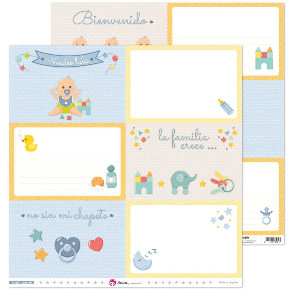 PACK5 PAPEL TARJETAS GRANDES NUESTRO PEQ