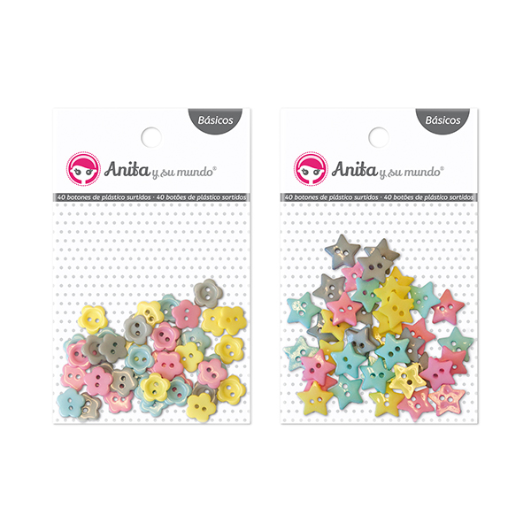 PACK 40 BOTONES SURT ESTRELLA PLASTICO