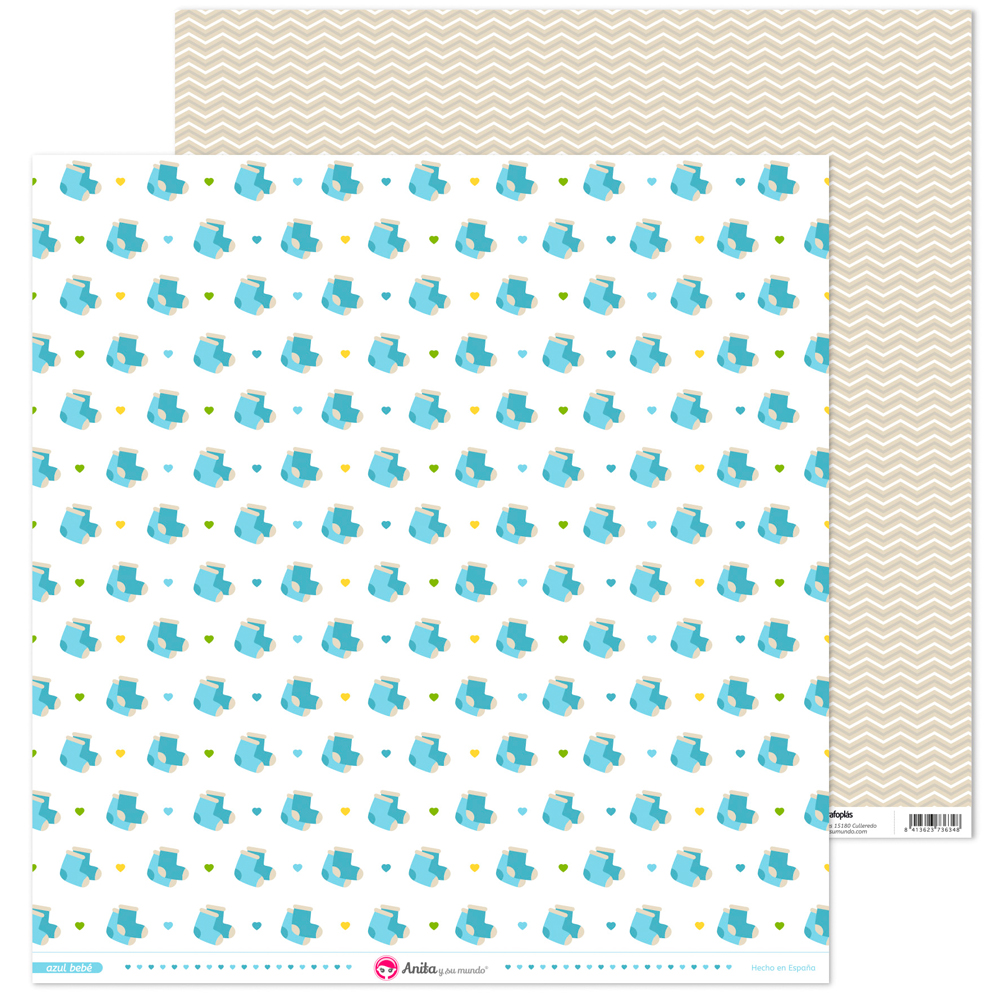 PACK5 PAPEL SCRAP 12x12CALCETINES AZ BB