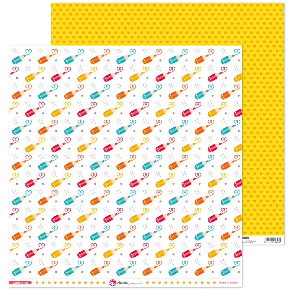 PACK5 PAPEL SCRAP 12x12LAPICES PURO AMOR