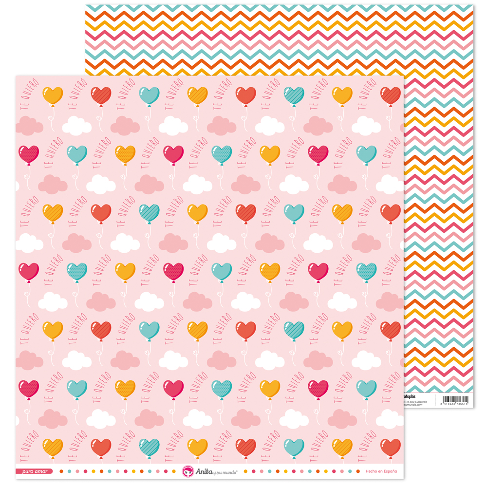 PACK5 PAPEL SCRAP 12x12GLOBOS PURO AMOR