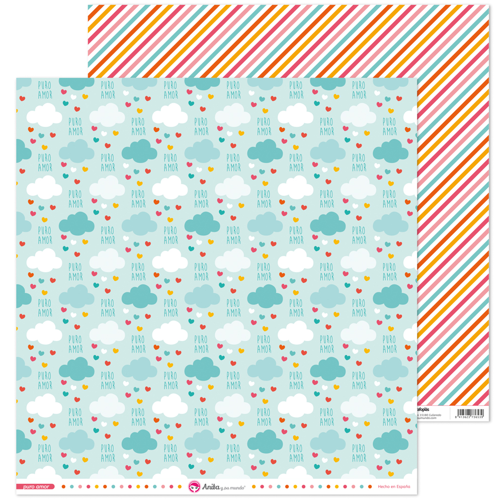 PACK5 PAPEL SCRAP 12x12NUBES PURO AMOR