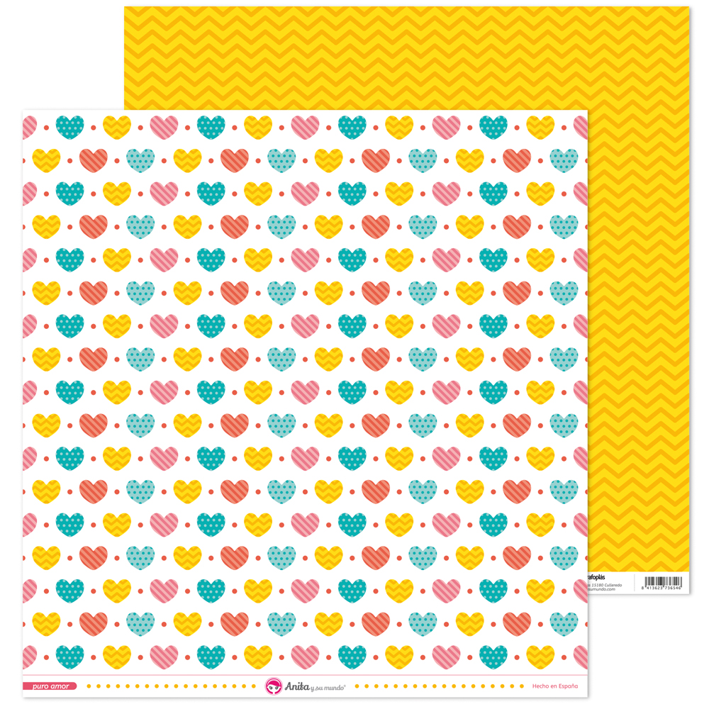 PACK5 PAPEL SCRAP 12x12CORAZ. PURO AMOR