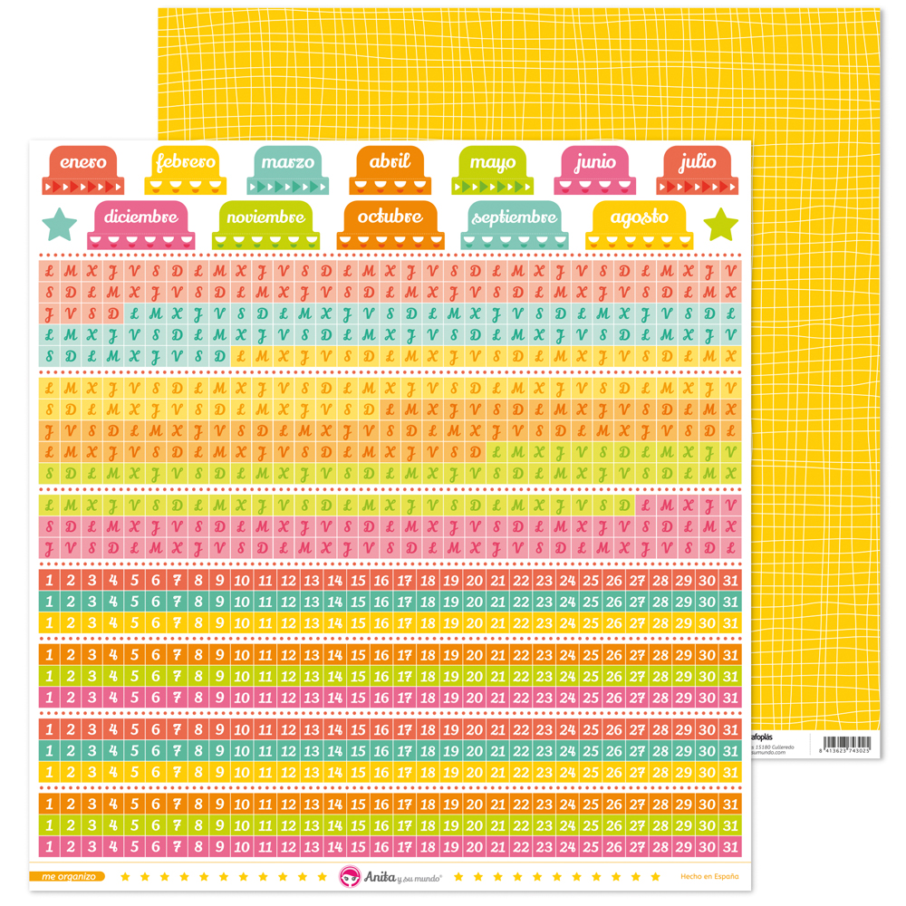 PACK5 PAPEL SCRAP 12X12DIAS ME ORGANIZ