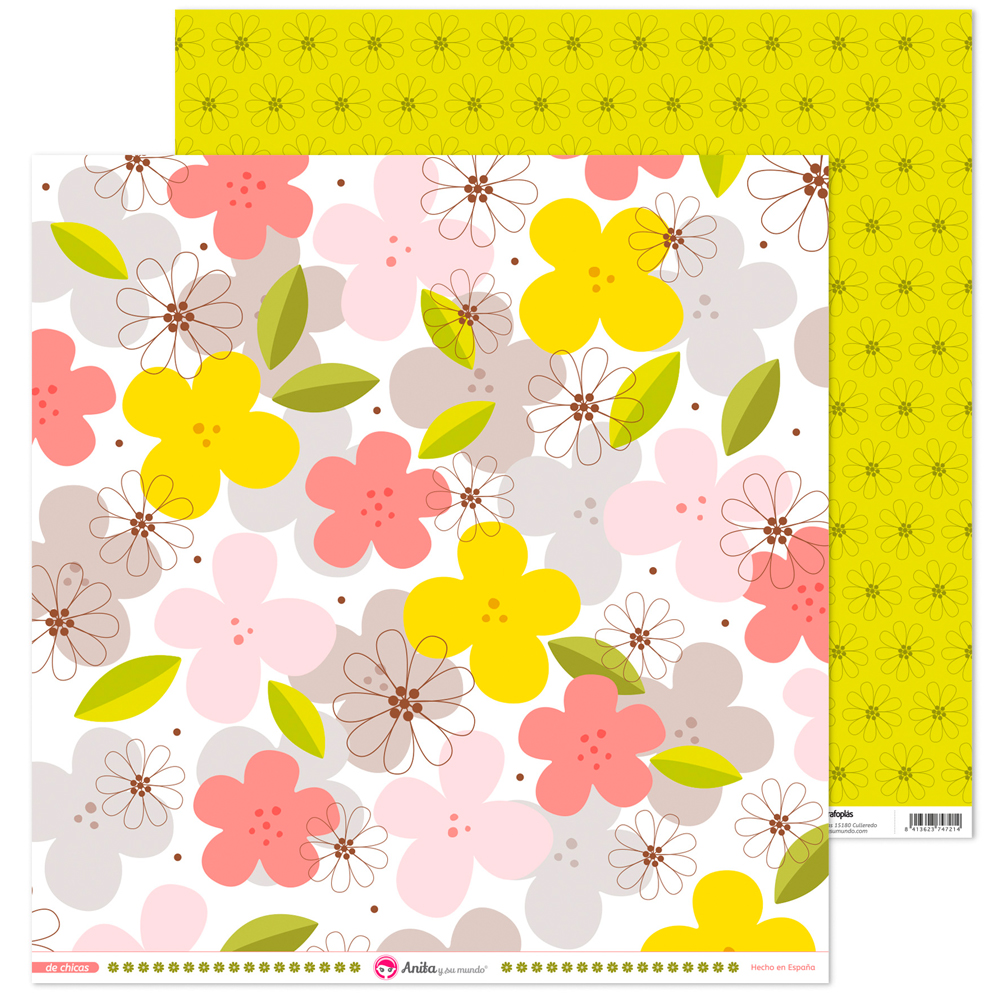 PACK5 PAP. SCRAP12X12 FLORES DE CHICAS