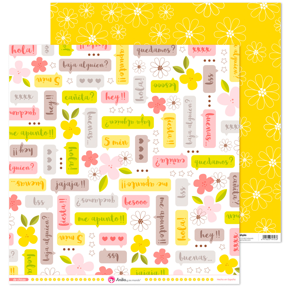 PACK5 PAP. SCRAP12X12 MENSAJES DE CHICAS
