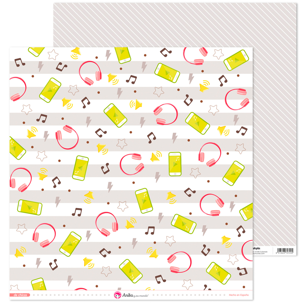 PACK5 PAP. SCRAP12X12 MUSICA DE CHICAS